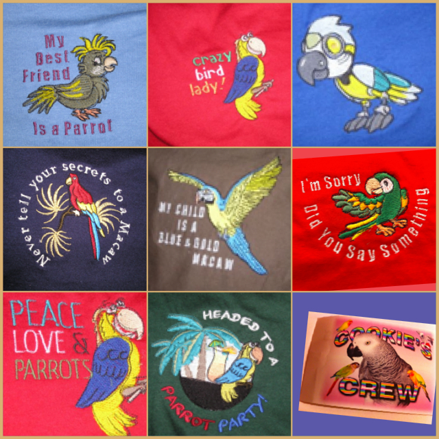 Parrot Embroidered T-Shirts - Click Image to Close